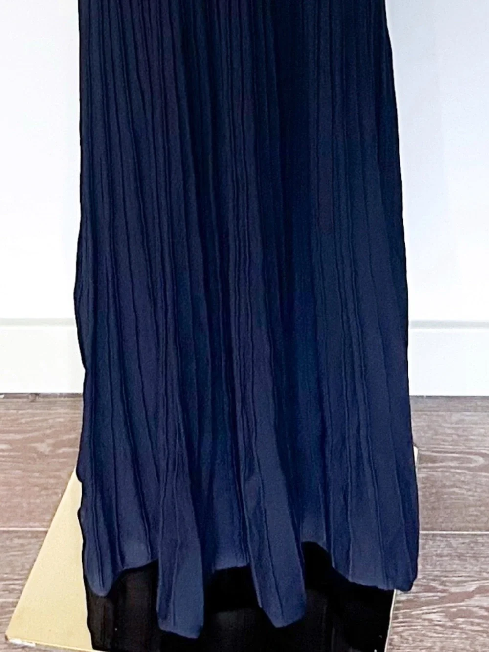 Modern Citizen Chan Ottoman Navy Rib Knit Drop Waist Tie Strap Maxi Dress Medium - Picture 5 of 8